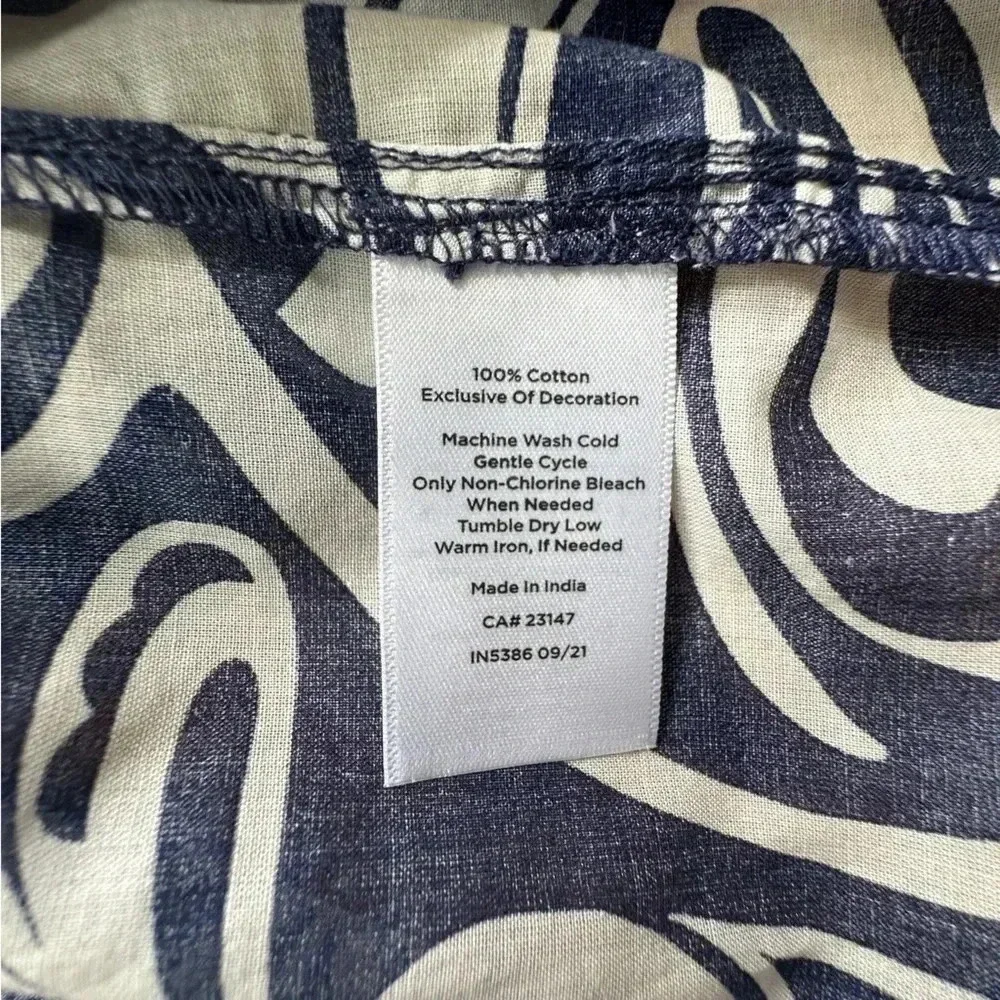 TALBOTS NWOT SPLIT NECK TUNIC PAISLEY 3/4 SLEEVE NAVY BLUE WHITE | SIZE: LARGE - Picture 7 of 8